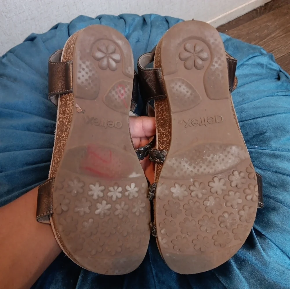 Aetrex Jillian Walnut Dark Brown Leather Sandals Size 6